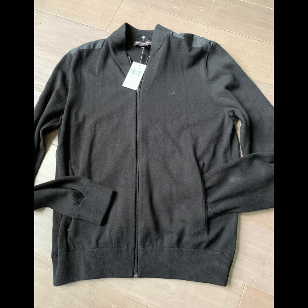 NWT Michael Kors sweater zip front / pockets M